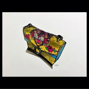 Gucci purse Watercolor and ink print of a painting 8 1/2 x 11” signed annumbered